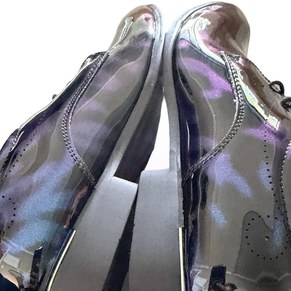 Blue Purple Iridescent Patent Leather Oxford Dress Shoes Mens Sz 9 Formal